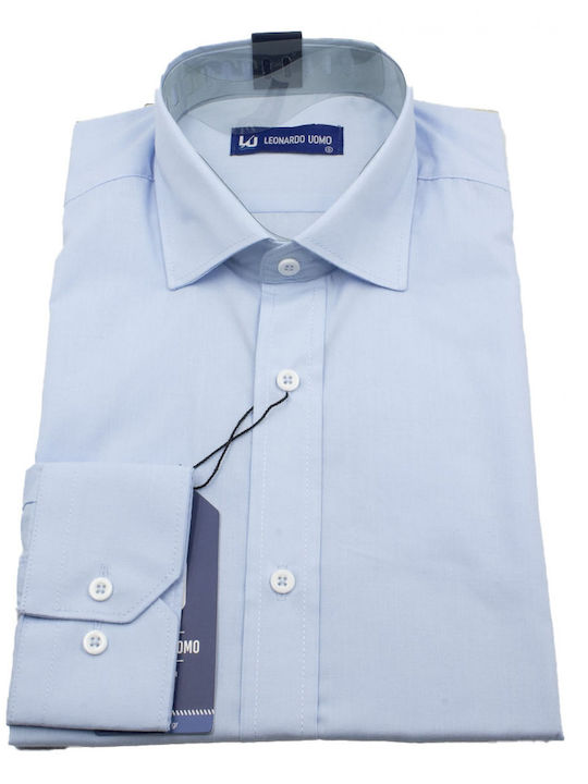 Leonardo Uomo Cu mânecă lungă Cămașă Light Blue