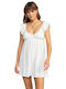 Roxy Mini Dress with Ruffle WHITE