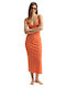 Roxy Midi Rochie cu Slit Orange