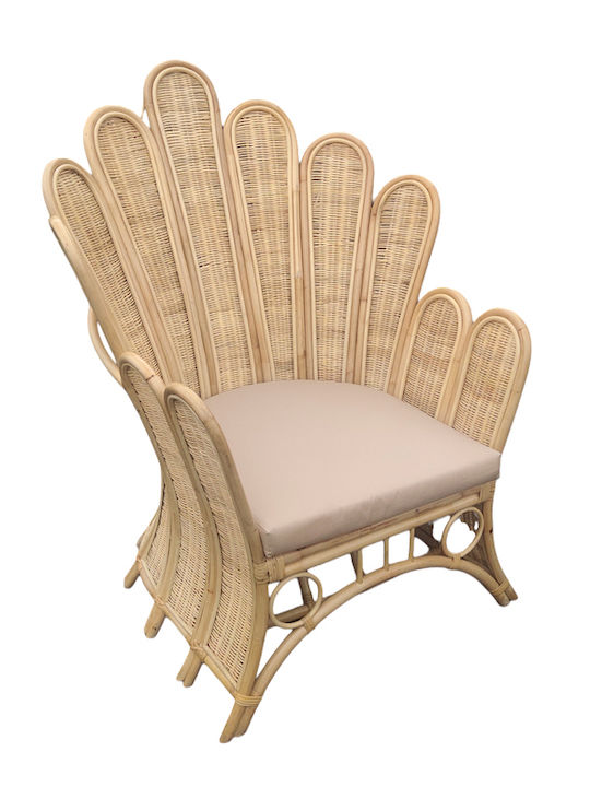 Rattan Outdoor Armchair Fragia with Cushion Beige - Natural 103x90x120cm