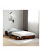 Single Wooden Brown Bed Base with Slats for Mattress 90x190cm