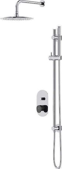 Cersanit Set Mischer, Handbrause & Duschkopf für Wandmontage für Dusche Gray
