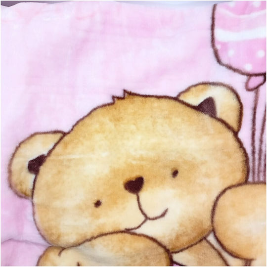 Viopros Decke Kinderbett Samt Rosa mit Tierchen Pink 110x140cm