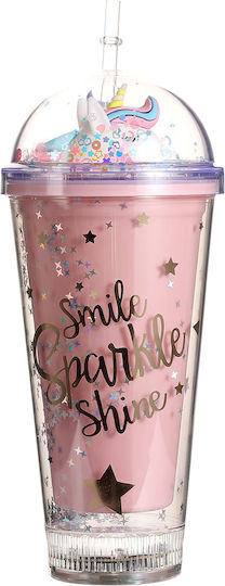 Tpster Glass Water made of Plastic in Color with straw 450ml