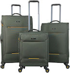 Rcm Travel Suitcases Fabric Set of 3 Pieces 55cm 66cm 76cm Rcm213-set Green