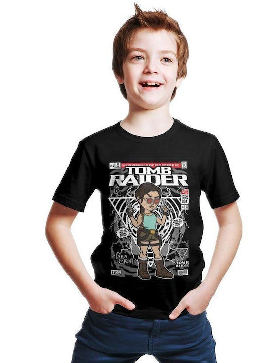 Pop Culture Kids T-shirt Black Lara Croft Tomb Raider