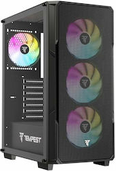 Tempest Gaming Garrison Jocuri Middle Tower Cutie de calculator cu iluminare RGB Negru