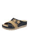 Leather Women's Flat Sandals Anatomic in Black Color