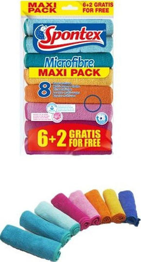Spontex Πανάκια Καθαρισμού με Μικροΐνες Γενικής Χρήσης Πολύχρωμα 30x30εκ. 8τμχ