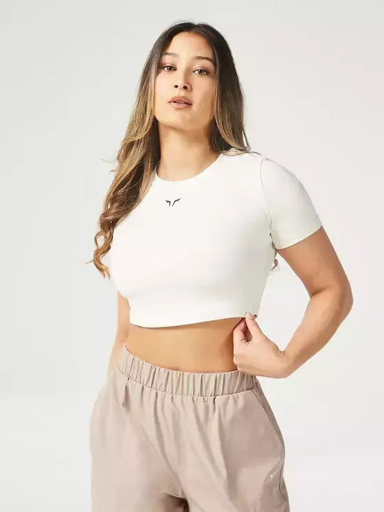 Squatwolf Damen Sport Crop T-Shirt Pearl White