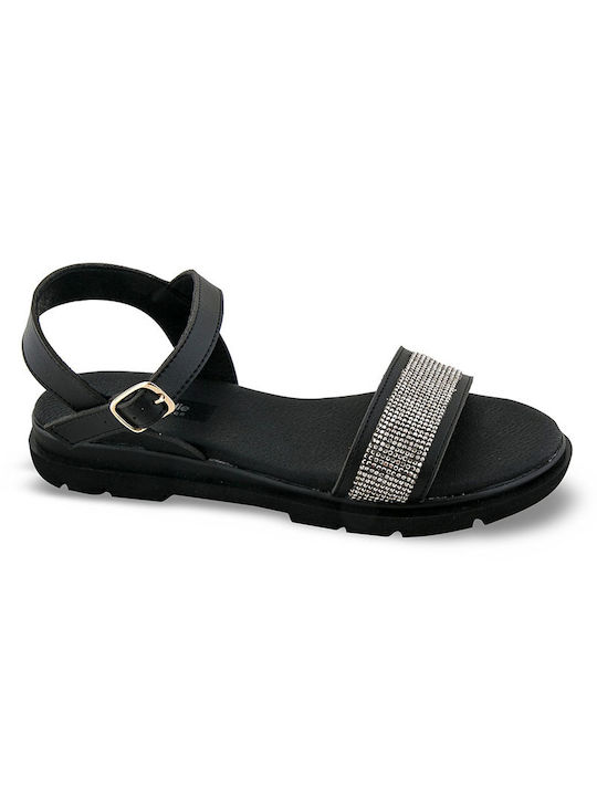 Blondie Damen Flache Sandalen Anatomisch in Schwarz Farbe