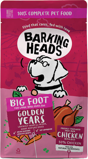 Barking Heads Big Foot Golden Years 12kg Ξηρά Τροφή Σκύλων χωρίς Σιτηρά με Κοτόπουλο και Ρύζι