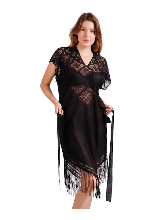 Admas Damen Kleid Strand Schwarz