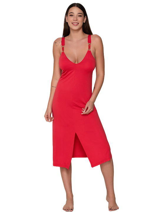 Luna Damen Maxi Kleid Strand Rot