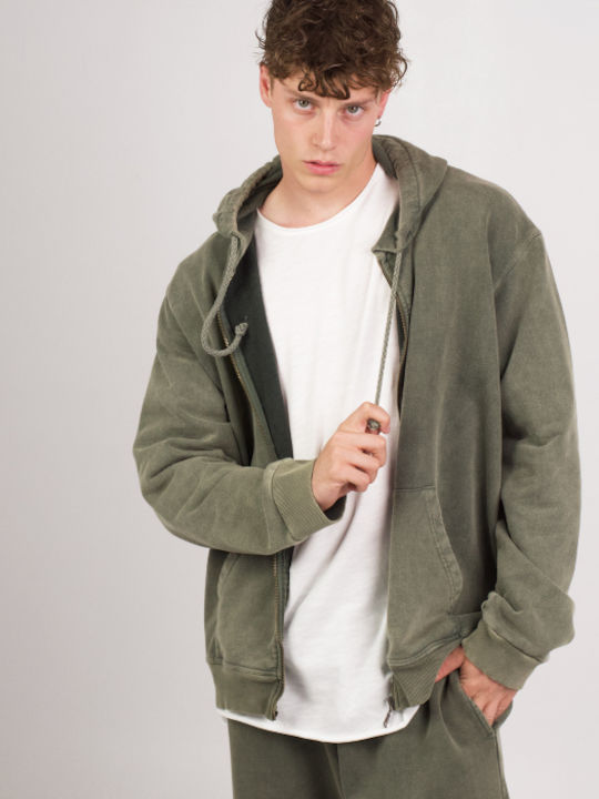 Shaikko Men's Sweatshirt Jacket with Hood and Pockets Green