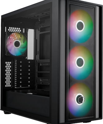 CoolerMaster MasterBox 600 Gaming Midi Tower Computer Case with Window Panel and RGB Lighting Black