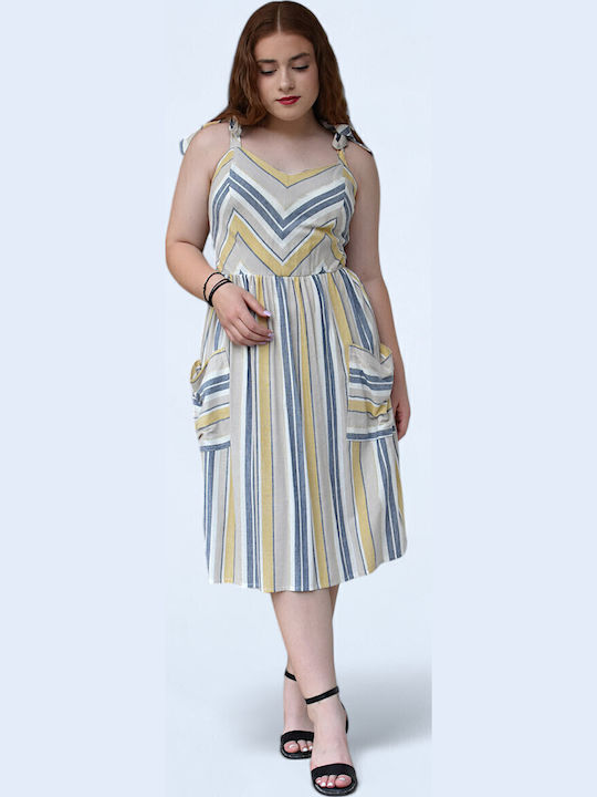 Sommer Midi Damenkleid Beige