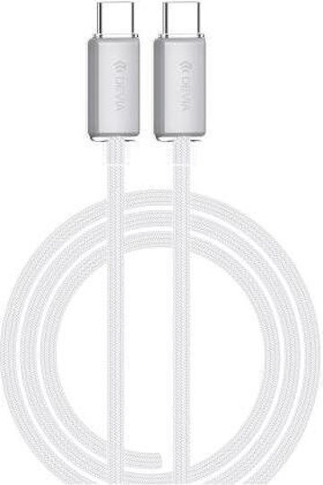 Devia Braided USB 2.0 Cable USB-C male - USB-C 60W PD Λευκό 1.5m N64890