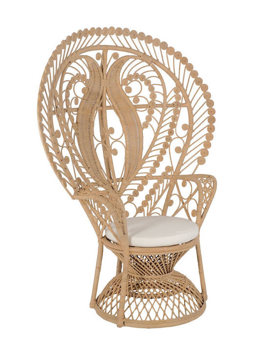 Fotoliu de exterior Rattan Emmaluelle Natural cu pernă 115x70x115cm