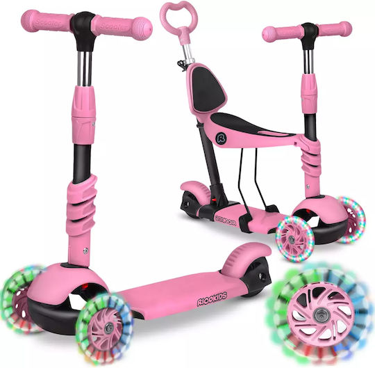 Ricokids Παιδικό Πατίνι Todi Τρίτροχο με Κάθισμα Ροζ