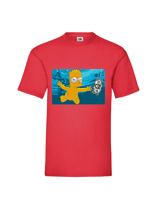 Fruit of the Loom The Simpsons Family The Nirvana Baby Bart Защитен кожух Нирвана Червен Памучна