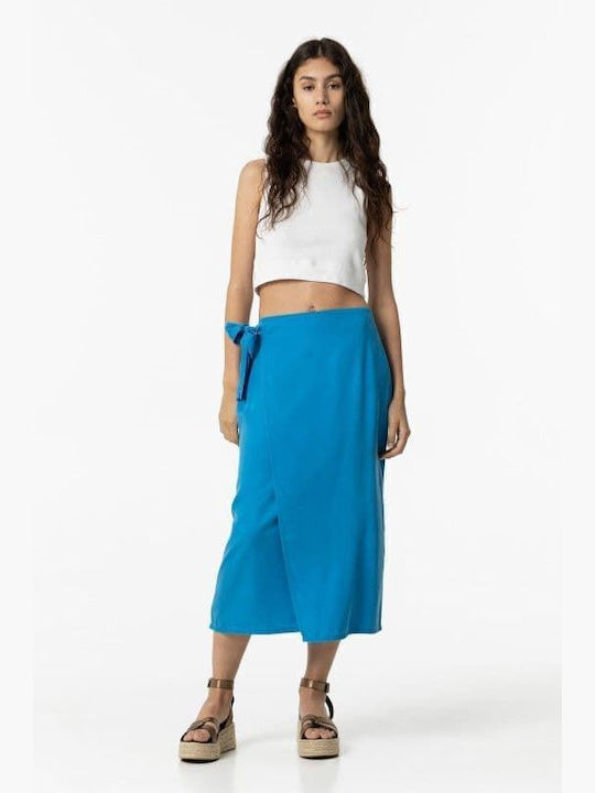 Tiffosi High Waist Midi Envelope Skirt Blue