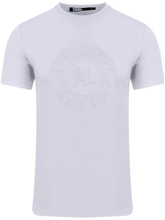 Karl Lagerfeld T-shirt Bărbătesc cu Mânecă Scurtă White