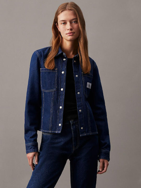 Calvin Klein Scurt Jachetă de femei din denim Blue