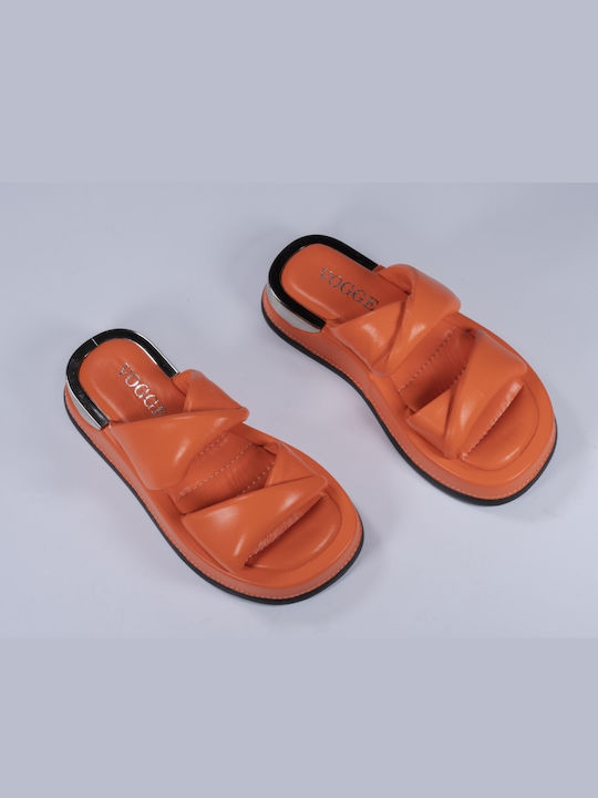 Vogge Flatforms Leather Women's Sandals Orange