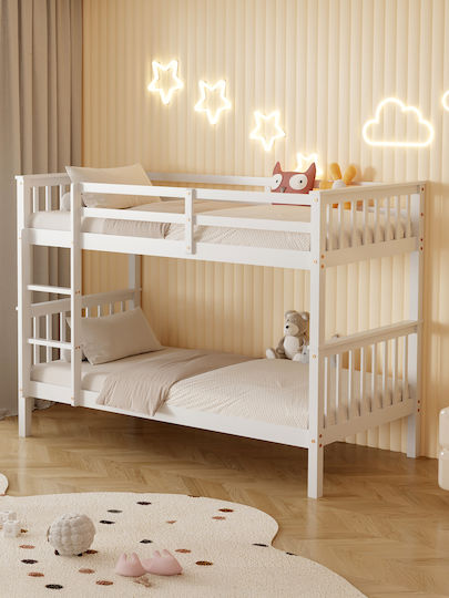 Lantai Kids Bed Bunk Single White for Mattress 90x190cm