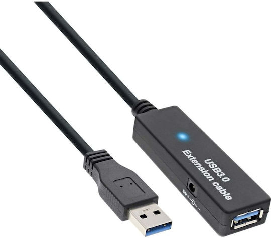 InLine USB 3.0 Кабел USB-A мъжки - USB-B женски Черен 10м 35655