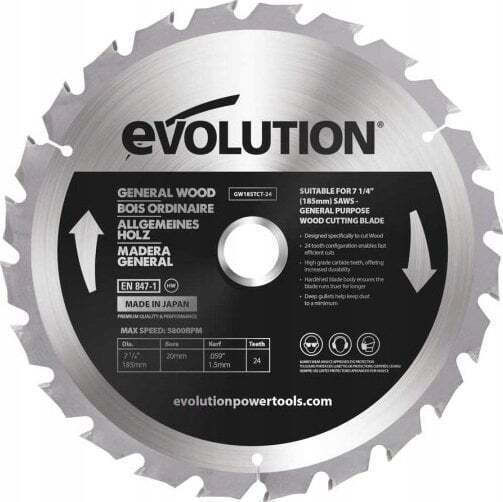 Evolution Schneidscheibe Holz mit 24 Zähnen 185mm