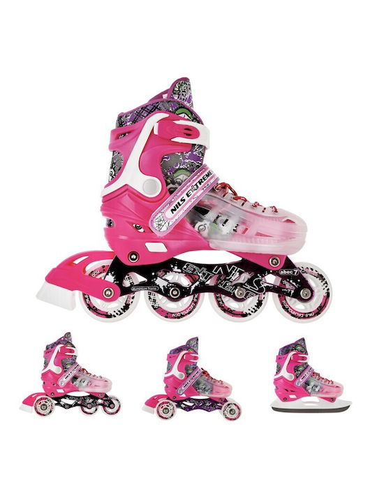 Nils Inline Αυξομειούμενα Rollers Ροζ Παιδικά