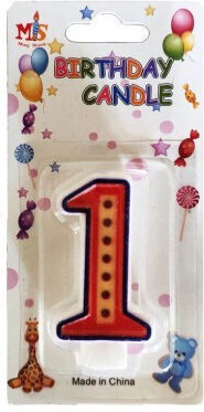 Νο.1 Birthday Candle Number "1" Multicolored (Μiscellaneous Designs/Colors) b87c67052131