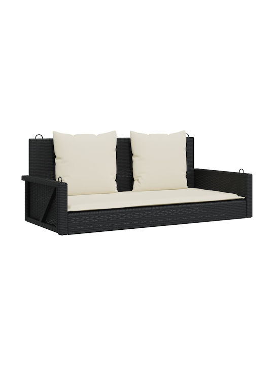 Rattan Swing Black with 110kg Maximum Weight Capacity L119xW56xH48cm
