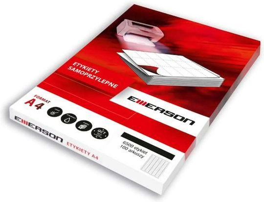 Emerson Αυτοκόλλητες Ετικέτες Α4 Ορθογώνιες 64x33.8mm