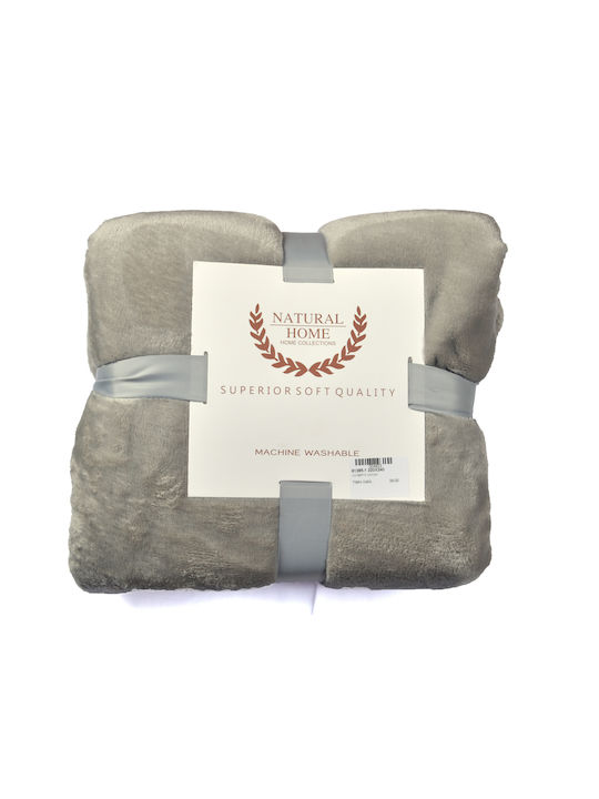 Natural Home Κουβέρτα Fleece Υπέρδιπλη 220x240εκ. Γκρι