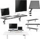 Mozos Βάση Γραφείου για 2 Οθόνες έως 32" Γκρι (CLAMP-DUAL-RISER)