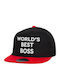 Beechfield Kinderhut Jockey Stoff World's Best Boss Schwarz