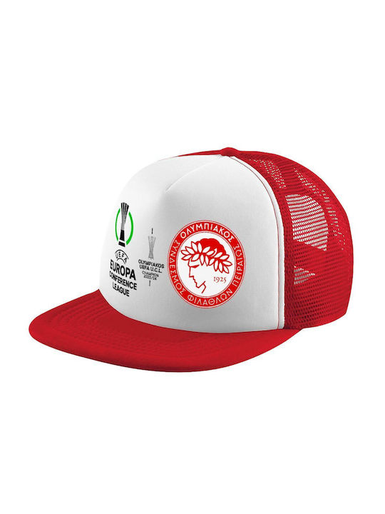 Koupakoupa Παιδικό Καπέλο Jockey Υφασμάτινο Olympiacos Uefa Europa Conference League Champion 2023/24 Λευκό