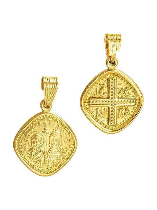 Papoulidis Jewellery Anhänger Kinder Amulett Beidseitig Konstantinato aus Gold 9K FY254