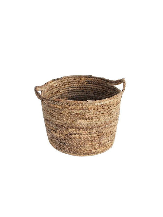 Decorative Basket Wicker with Handles Beige 34x34x22cm Mod8