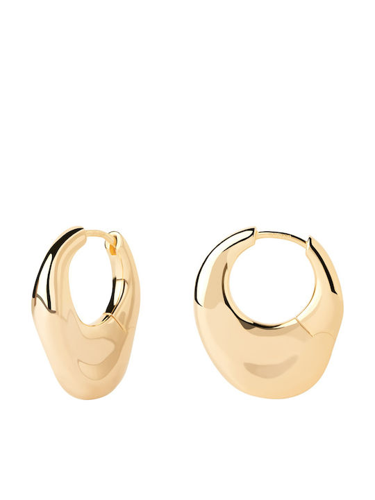Earrings Hoops made of Silver Gold Plated with Stones