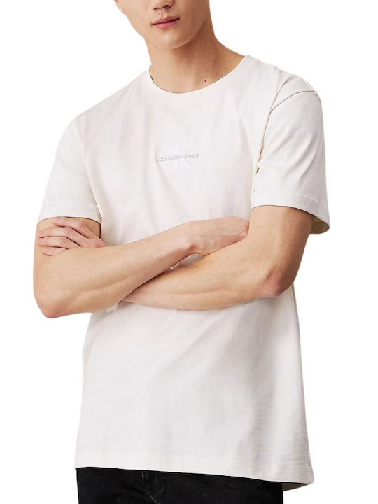 Calvin Klein Monogram T-shirt Bărbătesc cu Mânecă Scurtă Ivory