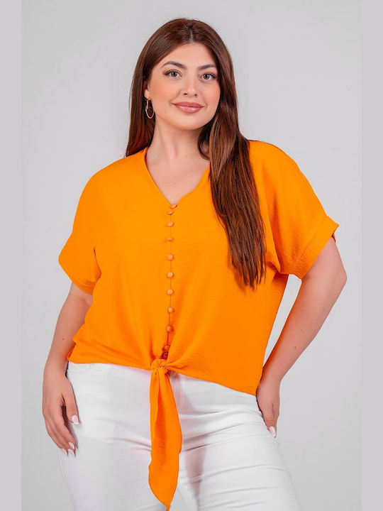 Lovesize pentru Femei Bluză cu Decolteu în V orange