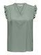 Only Women's Summer Blouse Linen Sleeveless Dark Sage