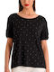 Derpouli Women's Blouse Short Sleeve Black