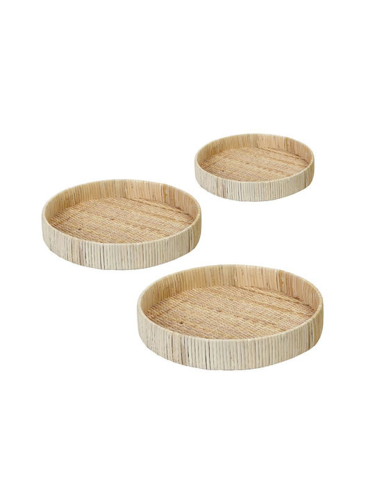 Espiel Wicker Round Decorative Tray 40x40cm 3pcs