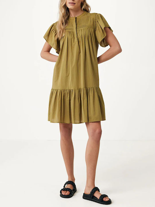 Mexx Mini Kleid mit Rüschen Olive