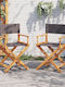 Wooden Director Chair Gray with Cushion 2 Pieces 53x47x90cm
